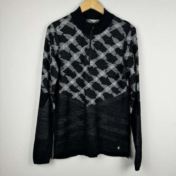 Smartwool Men's 1/4 Quarter Zip Long Sleeve Pullover Sweat Black Grey Size XL - Picture 1 of 12